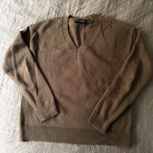 Banana Republic Cotton V-Neck Sweater - Olive Green
